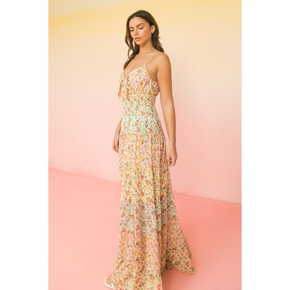 Flying Tomato Floral Print Spaghetti Strap Smocked Maxi - Picture 4 of 8